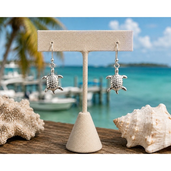Unbranded Jewelry - Sterling Silver‎ Sea Turtle Dangle Earrings Women OS Silver Good Marine .925